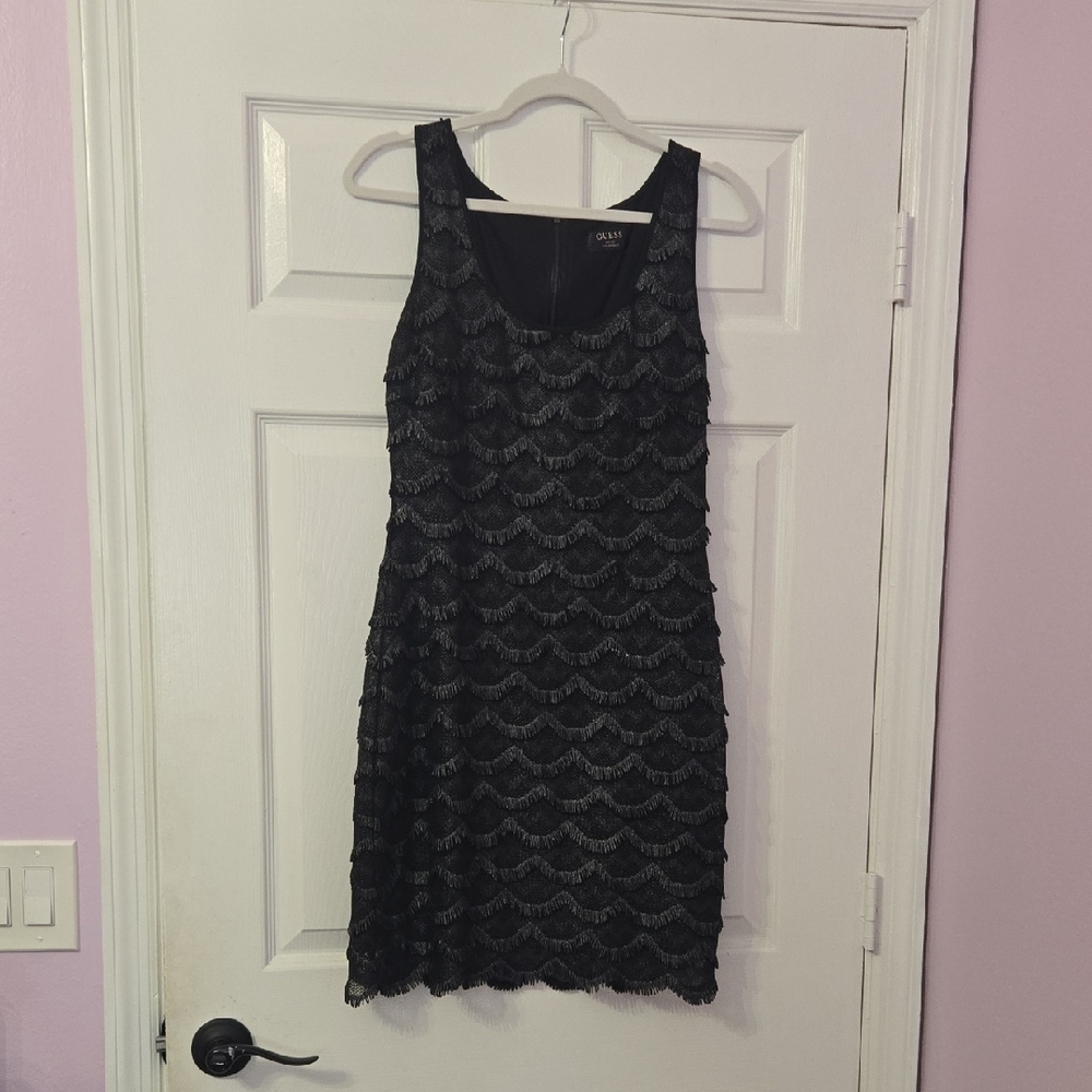 Guess Black Sheath Mini Dress Scoop Neck Sleeveless